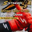 Stinger Sports Traditional Short Cuff Batting Gloves (Sting Squad and Color Crush) - Baseball and Softball Gloves for Adult & Youth - Ultra Soft, Durable, Breathable, Sheepskin Leather (Navy)