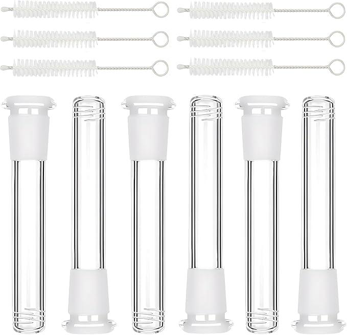 14mm Compatible Down Stem Glass Tube  140mm/5.51in with 6 Cleaning Brushes, Crystal Clear Borosilicate Glass Tube for Daily Use