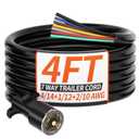 PlugSaf 4FT 7 Way Trailer Plug Heavy Duty 4 FT 4/ 14+1/ 12+2/ 10 AWG 7 Pin Trailer Wiring Harness Cord for Trailers, Campers, Food Trucks, Dining Trucks, Caravans, RVs and Other Towing Vehicles