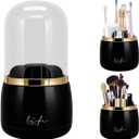 Toothbrush Holders with Cover,Dustproof 360 Rotating 7 Slots Toothpaste Holder for Bathroom Organizer Countertop,Makeup Brushes Organizer,Bathroom Accessories (Black)