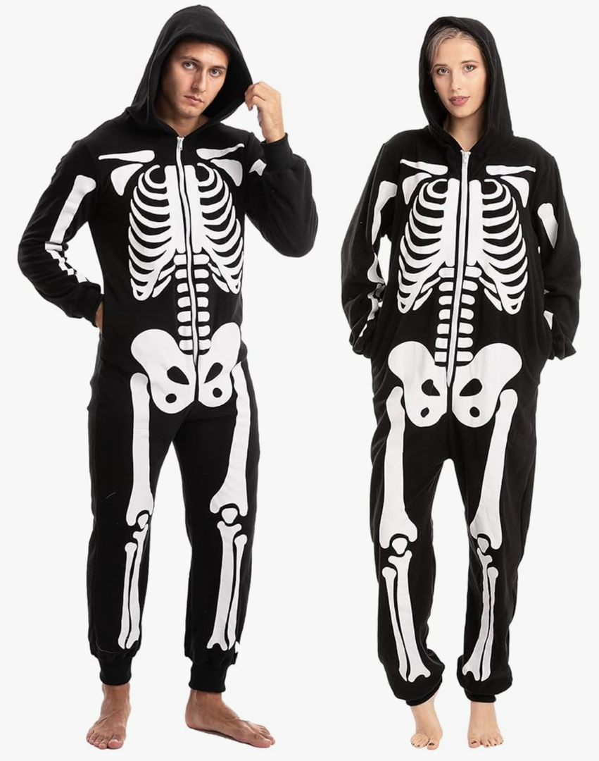 Spooktacular Creations Halloween Skeleton Costume, Unisex Skeleton Costume Jumpsuit for Adult Halloween Themed Parties, XL