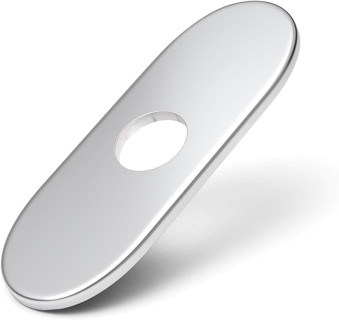 6 Inch Chrome Sink Hole Cover, Greenspring 4" Hole Cover Deck Plate, Round Bathroom Faucet Deck Plate, Faucet Escutcheon for Bathroom or Kitchen Vanity Sink Faucets Stainless Steel
