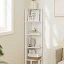 Corner Shelf, 5 Tier Corner Bookshelf, Display Corner Shelf Stand with Storage Rack, Wall Corner Bookshelf for Living Room, Bedroom, Office, White