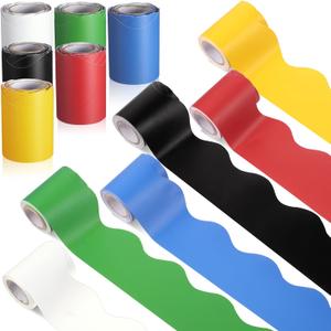 Zhanmai Borders for Bulletin Board Decoration, 98.5ft Bright Color Scalloped Bulletin Board Border Rolls for Spring Classroom Workplace Office School Poster Decor