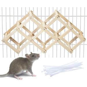 Wooden Rat Climbing Toys, Natural Pet Rat Cage Accessories Climbing Ladder, Fancy Rats Enrichment Toy Activities, Hanging Rodent Toys for Pet Rats in Cage Playing Chewing (M, 1pc)