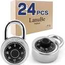 Lock Standard Dial Combination Lock, 2 in. Wide, with Different Combinations, Black Turnplate, Pack of 24; Lock for School, Employee, Gym & Sports Locker, Case, Toolbox