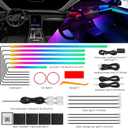 Dreamcolor Acrylic Interior Car LED Strip Light with Wireless APP, RGB 18 in 1 with 175 inches 612 LEDs Fiber Optic Strip Lights for Car, Dual Zone Music Sync Neon Car Ambient Lighting Kits