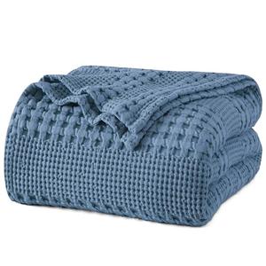 PHF 100% Cotton Waffle Weave Blanket King Size, Soft Lightweight Breathable Cozy Summer Blankets for Bed, Luxury Aesthetic Woven Bedding for Home Decor, 108"x90", Captain's Blue PHF 100% Cotton Waffle Weave Blanket King Size, Soft Lightweight Breathable Cozy Summer Blankets for Bed, Luxury Aesthetic Woven Bedding for Home Decor, 108"x90", Captain's Blue