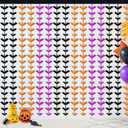 3 Pack Halloween Foil Fringe Curtains, 3.3 X 6.6 ft Bats Metallic Tinsel Curtain Steamer Photo Booth Prop Backdrop for Halloween Theme Home Outdoor Party DecorationPurple, Orange, Black