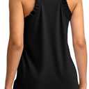 Fisoew Women Summer Workout Tank Tops Ruffle Sleeveless Racerback Crewneck Casual Loose Running Gym Athletic Tee Shirts M