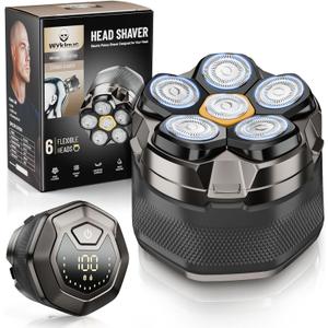 Head Shavers for Bald Men: Rechargeable Electric Razor IPX7 Waterproof-Wet Shaving for Face/Heads/Scalp-Detachable Rotary Shaver Grooming Kit-LED Display