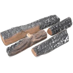 Skyflame Small Gas Fireplace Logs - 4 Pcs Ceramic Wood Logs and Accessories for All Types of Indoor Gas Inserts, Ventless, Propane, Gel, Ethanol, Electric or Outdoor Fireplaces & Fire Pits