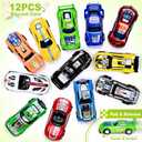 12Pack Prefilled Easter Eggs with Toys Inside, Easter Egg with Die-cast Racing Cars for Kids Basket Stuffers, Hunting Games, Party Favor, Prizes Reward