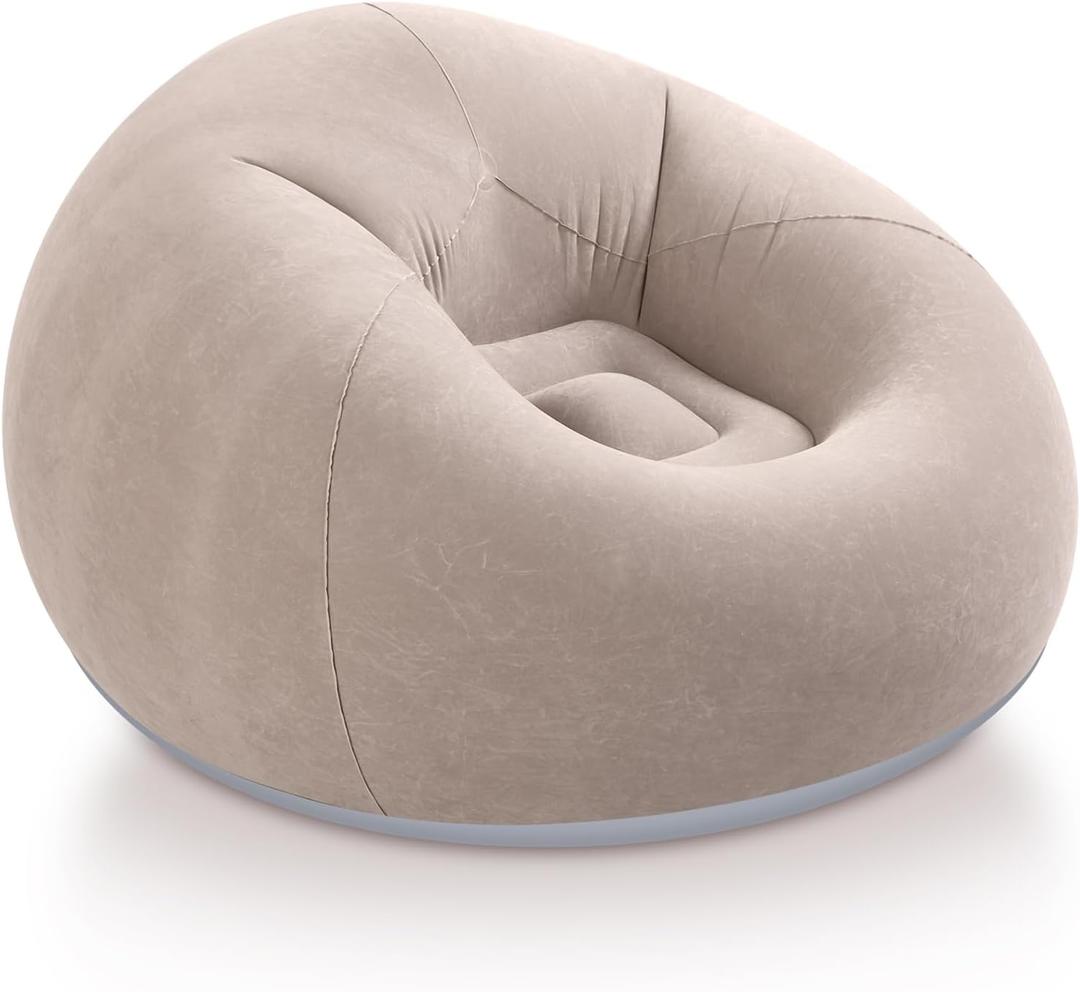 Realspring Inflatable Bean Bag Chairs for Adult Blow up Chairs Lazy Sofa Folding Portable Inflatable Chair for Movie Outdoor Room Bedroom Reading Camping(Coffee)