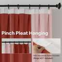96 Inches Long Baby Pink and Burnt Orange Pleated Curtains for Bedroom, Room Darkening Soundproof Memory Shaped Two Colors Pleated Drapes with Hooks for Traverse Rod, 42"x96"x2