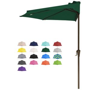 JEAREY 9ft Half Umbrella Outdoor Patio Umbrella Market Umbrellas with Crank, 1/2 Round Wall Umbrella 5 Sturdy Ribs UV Protection for Pool Garden Balcony Deck, Dark Green