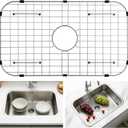 GUUKIN Sink Protectors for Kitchen Sink Bottom, 26" x 14"Stainless Steel Sink Protector with Center Drain Hole, Sink Rack with Extra Replacement White Rubber Feet