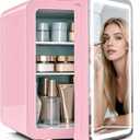 Kikihouse 16L Skincare Fridge with LED Mirror, Small Fridge for Makeup