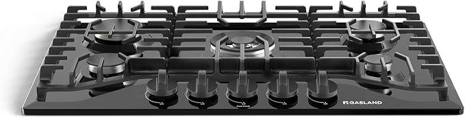 GASLAND Gas Cooktop 30 Inch Black, 5 Burner Propane Stovetop
Built-in Gas Cooktops NG/LPG Convertible, Plug-in with Thermocouple Protection, CSA Certified