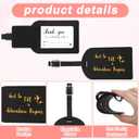 Sweetude 48 Sets Leather Luggage Tag Bulk and So The Adventure Begins Luggage Tags with Name Card for Wedding Bridal Shower Bachelorette Honeymoon Travel Graduation Gifts(Black)