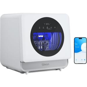 Silonn Portable Countertop Dishwasher with App Control, Mini Dishwasher with 5L Water Tank for Apartments/RVs No Hookup Needed, Dish washer with 8 Wash Programs 4 Place Settings Auto Air Dry