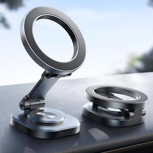 JOYROOM MagSafe Car Mount, 360 Rotation & Strong Magnet, All-Metal Ultra Magnetic Phone Holder, Fits iPhone 16/16 Pro/16 Pro Max 15 & MagSafe Case, Space Gray