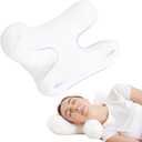 vocheer Anti Wrinkle Pillow, Comfortable Down Alternative Face Pillow, Adjustable Beauty Pillows Provides Neck Support and Pain Relief, Perfect Ergonomic Design for Side Sleeper, Amplexus, White