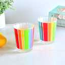 Youngever 4 Pack 16 Ounce Plastic Tumblers, Bistro Plastic Glasses, Cafe BreakResistant Drinking Glasses, Shatterproof Beverage Tumblers, Reusable, NO BPA, Top rack Dishwasher Safe (Rainbow Stripe)