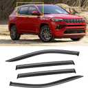 Window Visor for 2017-2025 Jeep Compass, Out-Channel Rain Guards Shields Vent Deflector Shade Wind Dark Smoke Ventshade Ventvisor for Compass 2018 2019 2020 2021 2022, Tape-On Outside-Mount, 4PCS