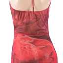 Women Sexy Sheer Halterneck Mini Dress Hollow Out Colourful Mesh Floral Dress for Beach Party Night (Red, S)