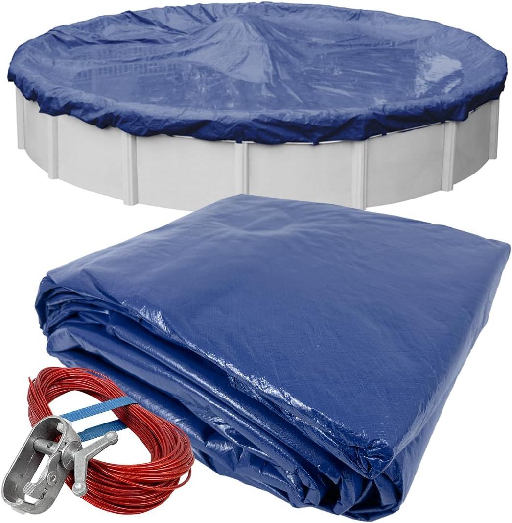 Robelle 15 ft Professional Supreme Blue Pool Cover for Above Ground Pools | Blue Winter Cover, 4 ft Overlap (19ft Cover Size), Solid 12 x 12 Scrim, 3.7 oz/yd2, 125 GSM, Style: 2715-4A