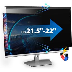 Magnetic Computer Privacy Screen 21.5-22 Inch, Aesthetic Hanging Privacy Screen for Computer Monitor with Anti-Blue Light Coating, Removable Magnetic Attachment Computer Monitor Privacy