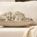 Yangest Neutral Floral Pillow Cover 20 x 20 Inches, Vintage Chenille Square Throw Pillow Cover Soft Decorative Farmhouse Accent Couch Pillow Cover for Living Room Bedroom, Beige