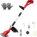 Cordless String Trimmer for Milwaukee 18V Battery, 8 INCH Brushless Weed Wacker Folding 3 in 1 Extendable Pole, Electric Weed Eater/Edger Trimmer/Lawn Mower for Yard Garden (Battery Not Included)