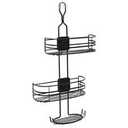 Bathroom Shower Caddy Hanging - 3-Tier Organizer with Soap Holder & 6 Hooks for Towels, Sponge; Fits 21mm Shower Head Arm, Black