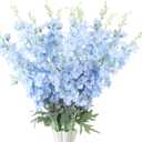 Thiccywoov 50 Pcs Delphinium Artificial Flower 35.4'' Long Larkspur Stem Silk Fake Faux Flowers Bulk for Tall Vase Floral Arrangements Home Centerpiece Table Wedding Decor (Blue)