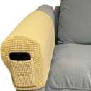 Beige Cream Sofa Arm Covers 2-Pack, Christmas Cat Scratch Protectors for Beige Furniture - Anti-Slip Stretch Slipcovers with Pocket