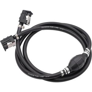 Tnisesm 5/16" 6FT Fuel Line Assembly, with Connector Rubber Marine Outboard Boat Motor RVs Fuel Assembly with Primer Bulb 304 Steel Hose Clamps (Black)