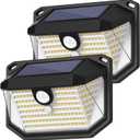 2-Pack Solar Outdoor Lights, Super Bright Solar Powered Motion Sensor Outdoor Lights, Warm White, 178s LED Outside Security Wall Lights for House, Porch, Fence