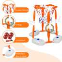 PJG Pool Basketball Hoop, 2-in-1 Floating Poolside Basketball Ring Game Football for Kids Ages 3-12, Outdoor Summer Swimming Pool Party Water Toy for Family Adults Boys Grils Birthday Gift (Orange)