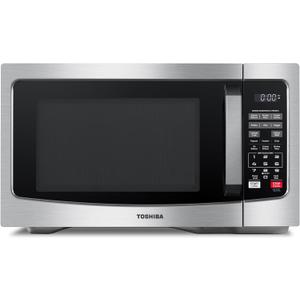 TOSHIBA EM131A5C-SS Countertop Microwave Ovens 1.2 Cu Ft with 12.4" Removable Turntable Smart Humidity Sensor, 12 Auto Menus Mute Function ECO Mode Easy Clean Interior, 1000W, Silver