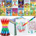 BenLouis 12 Christian Mini Coloring Books Kids with 12 Stacking Crayons Bible Verse Religious Party Favors Small Activity Books Bulk for Kids Sunday School Christmas Party Gift Goodie Bag Stuffers