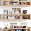 G&W Gruwald Nursery Book Shelves, Set of 3, Hanging Bookshelf, Wall Book Shelves for Bedroom Kids, Floating Shelf for Wall, Nursery Decor (16.5 Inches)