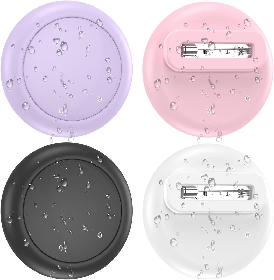 for AirTag Holder for Kids, Compatible with Apple AirTag 1 & 2nd Gen, 4-Pack Waterproof Hidden Air Tagholder with Safety Pin Discreet Toddler Airtag Clip for Clothing, Backpack & Dog Collar (Black/White/Flesh Pink/Light Purple)