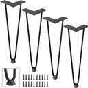 DonYoung Hairpin Legs 16", Coffee Table Legs Set of 4 Metal Furniture Legs, Mid Century Modern Style Table Legs for Nightstand Sofa Bench, Rubber Floor Protectors Included, Black