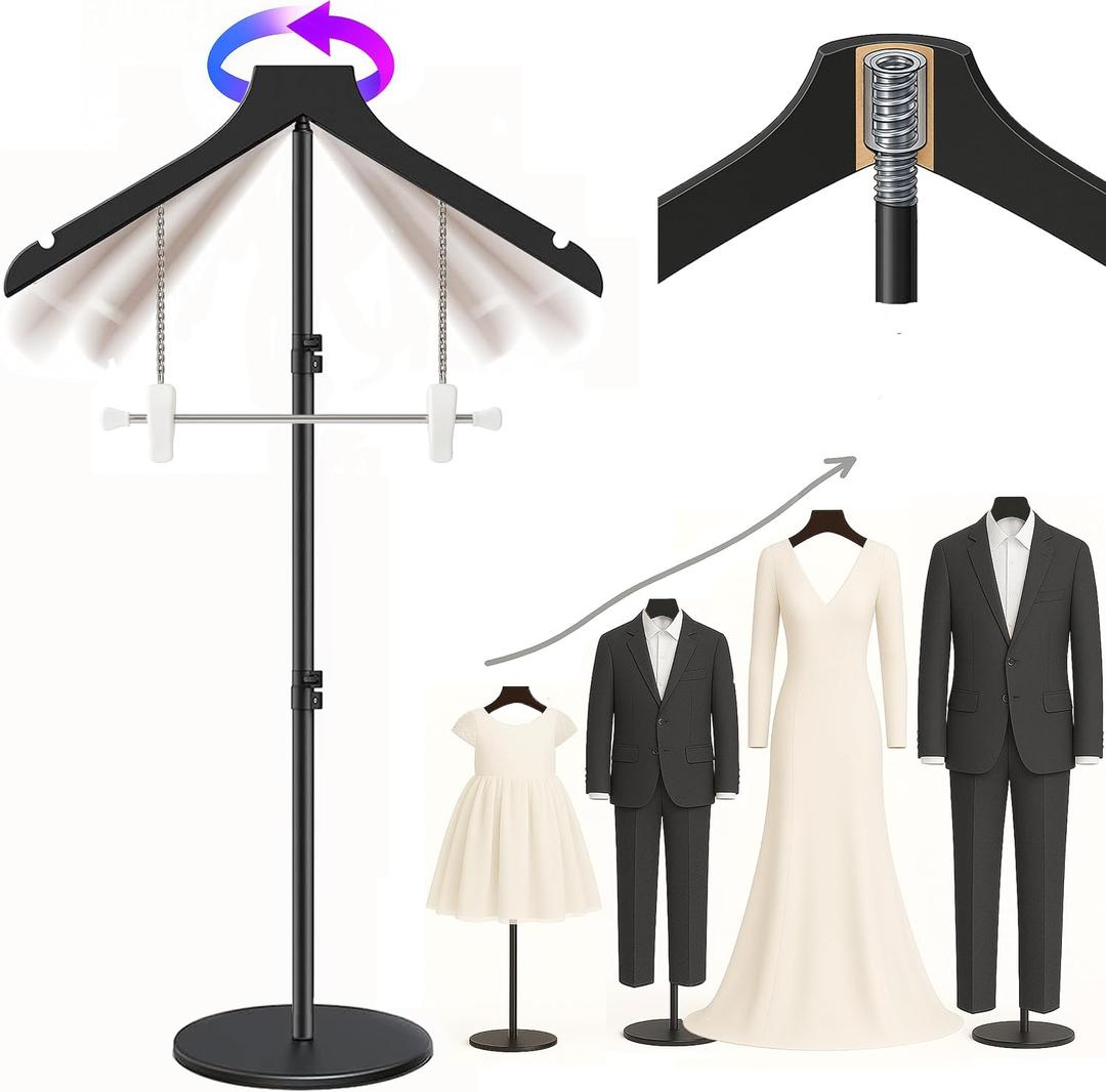 T Shirt Stand Display 26-64.7 Inch with Pants Clip, Height Adjustable for Long Short Clothes Dress, Display Mannequin for Store, Closet, Photoshoot, Exhibition, Vendors Shop, Parties (Black 1pcs)