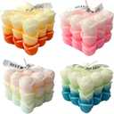 4 Pack Rose Bubble Candles - Multi-Color Gradient Cube Soy Wax Pillar for Home Decor, Romantic Scented for Valentine's Day, Wedding, Anniversary, Birthday and Gift