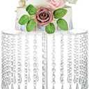 Acrylic Cake Stand, Round Crystal Cake Stands, Acrylic Crystal Chandelier Cake Holder Cupcakes Serving Plate for Wedding Birthday Party Table Decoration (Large)