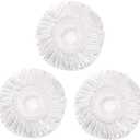 3 Pack Spin Mop Replacement Head for Hurrica, Mopnad, Cassabel and Other 360 Spin Mop Systems, Microfiber Spin Mop Refills (3pc-White)