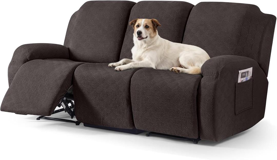 Timeles Recliner Covers for 3 Seater Reclining Sofa Slipcover Furniture Protector for Dogs and Pets Stretch Soft Washable (Three-Seater, Chocolate)